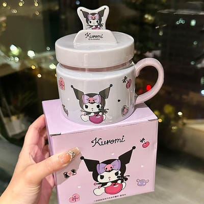 Keramische Mok met Deksel voor Telefoonhouder met Cartoon IP Grote-oren Hond Kantoor Koffiemok Als Souvenir 400ml
