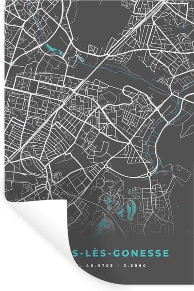 Muurstickers - Sticker Folie - Frankrijk - Garges-lès-Gonesse - Stadskaart - Kaart - Plattegrond - 20x30 cm - Plakfolie - Muurstickers Kinderkamer - Zelfklevend Behang - Zelfklevend behangpapier - Stickerfolie
