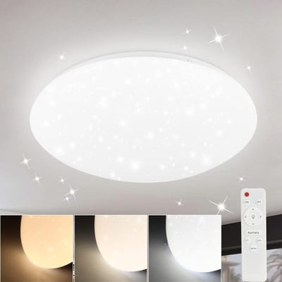 NETTLIFE LED Plafonniére - Plafondlamp met sterrenhemel effect - 30cm - dimbaar plafonniére -rond - wit - 37W - met afstandsbediening - CCT - IP44 - Moderne Keukenverlichting - voor woonkamer | kinderkamer | keuken