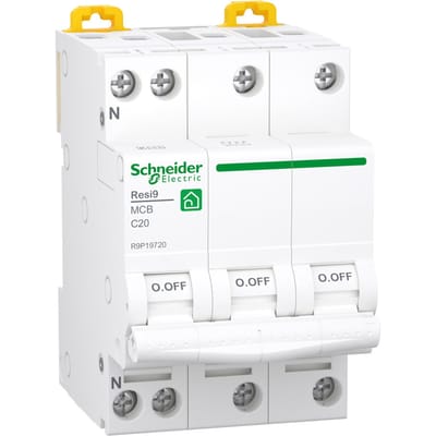 Schneider Electric Resi9 XP MCB/circuit breaker 3PN C-characteristic 20A 6kA 54mm