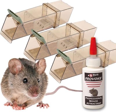 AANBIEDING: 3 stuks diervriendelijke muizenval TRIP TRAP en 1 stuks Provoke muizenlokmiddel