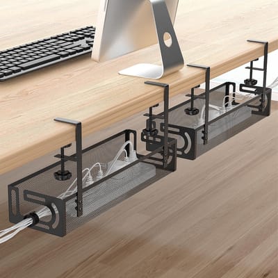 Desk Cable Management Tray Zwart, 2-Pack