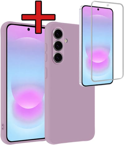 Hoesje - Met Screenprotector - Geschikt voor Samsung Galaxy A37 - Sterk & Shockproof - Telefoon Hoes - Back Cover - Siliconen Case - Telefoonhoes - Lila