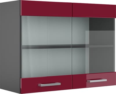 Vicco R-Line Glazen keukenkast – 80 cm Rode hoogglans