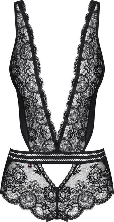 Obsessive Kanten Body met Bandjes - Erotische Body - Maat L/XL - Zwart
