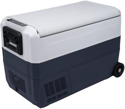 Volkstool® V50 Compressor Koelbox 50L - 12V 24V en 230 Volt - Koelen en Vriezen - Twee Temperatuurzones - Extra Compacte Wielen en Handvat - Digitaal Display - Ruime Elektrische Koelbox - Flexibel Indelen