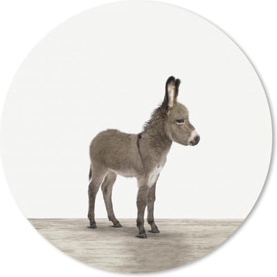 Muismat rond 20x20 cm - Mousepad Dieren - Ezel - Grijs - Ronde muismatten