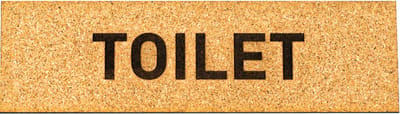 Deurbordje - TOILET - Rechthoek - Kurk - 45 x 155 mm - WC bordje - WC bord - Deurbord - Zelfklevend