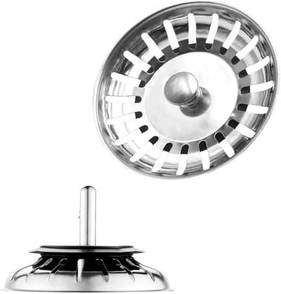Stopzeef Wastafel - Afvalfilter Afvoer - Keuken en Badkamer - Roestvrij Staal - Diameter 79 mm - Zilverkleurig
