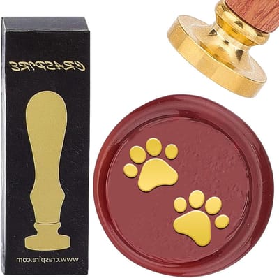 EGoods - Wax Seal Stempel voor Hondenpoot Ontwerp | Retro Zegellak Stempel 25mm | Verwijderbaar Messing Hoofd | Palissander Handvat | DIY Scrapbooking, Bruiloft, Uitnodigingen | Enveloppen, Gift Wrap