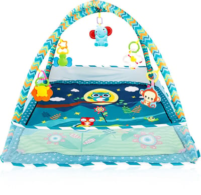 Velox Goods Babygym met Ballenbak en Netwanden - Speelmat - Blauw