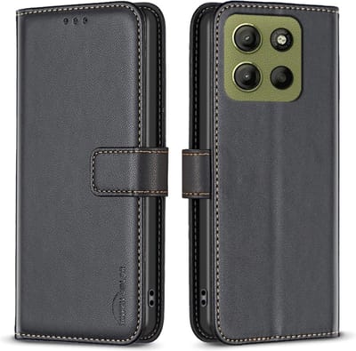 BINFEN Hoesje - Geschikt voor Motorola Moto G15 / G17 (Power) Hoesje - BINFEN Color Book Case - Zwart