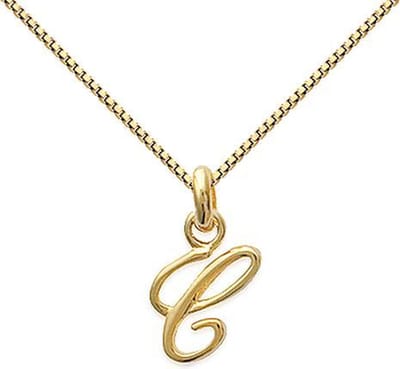 Amanto Ketting Letter C Gold - 925 Zilver Verguld - Alfabet - 10x15mm - 50cm