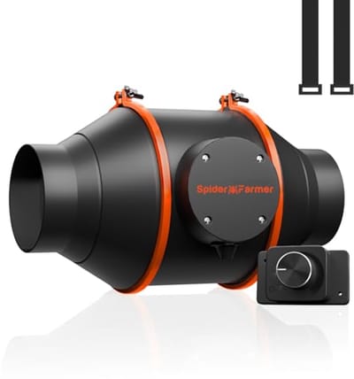 Inline Buizenventilator 100 mm met RJ12 Snelheidscontroller - 350 m³/h Stil EC Motor voor Groeiomgevingen