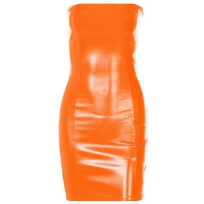 Grote Maat Dames Nieuwe Sexy Strapless Slim Heupomsluitende Dames PU Jurk Nachtclubkleding M