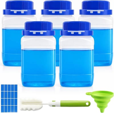 500 ml HDPE-plastic flessen met brede hals en schroefdoppen voor laboratorium, hobby en keuken - ideaal voor opslag, verpakking en chemische toepassingen