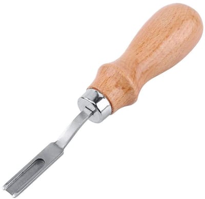 Dailygoods- Randafwerker - Scherp Stalen Mes - Comfortabele Harthouten Handgreep - Gladmakend Gereedschap - Voor Lederen Ambachtslieden - Duurzaam Vakmanschap