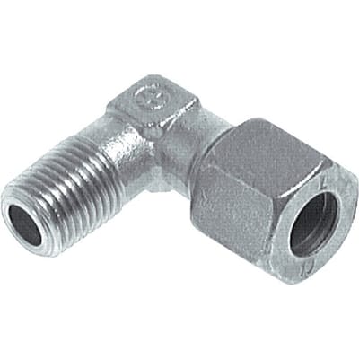 6LL & M10x1 (con) Verzinkt Stalen L-Vorm Snijringkoppeling Buitendraad 100bar ISO 8434-1 [2 Stuks]