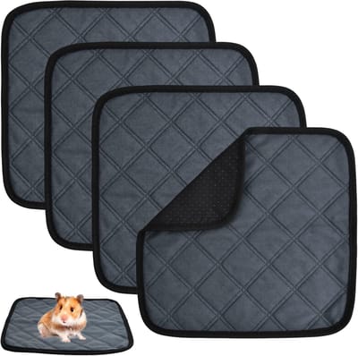 4-pack cavia-kooivoeringen, 30 x 30 cm wasbare cavia-plaspads, herbruikbare waterdichte snel absorberende huisdiermatten voor kleine dieren, konijnen, hamsters, chinchilla's