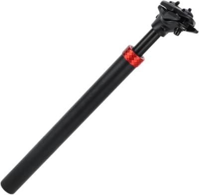 Fiets Zadelpen met Schokdemper voor Mountainbikes - 30.9x400mm, Aluminium, Zwart/Rood, Verstelbare Zadelpost voor Comfort en Prestaties