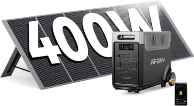AFERIY P310 3600W 3048Wh Powerstation met Zonnepaneel - zonnegenerator LiFePO4-batterij - 13 uitgangspoorten - 10 jaar batterijduur-10 ms UPS-back-up - Superstil en Veilig