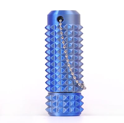 Little Fidget speelgoed-3D print-sleutelhanger-met klikknop-draaibaar-zintuiglijk-angst en stressvermindering-Blauw-zilver
