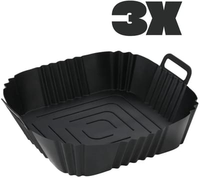Siliconen bakvorm voor airfryer, 3-delige set (zwart) | Herbruikbare bakvorm voor airfryer | Accessoireset voor gezond koken