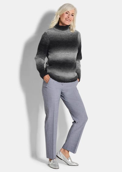 Colpullover met scheerwol - grijs / gedess. - Gr. 19 van Goldner Fashion
