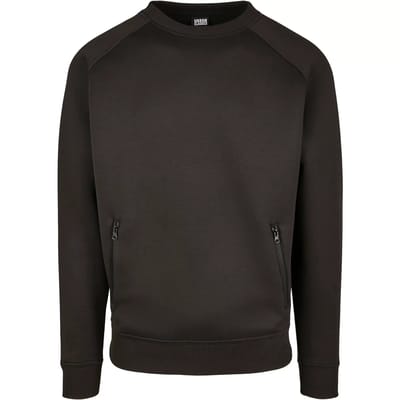 Urban Classics - Raglan Zip Pocket Crewneck sweater/trui - S - Zwart