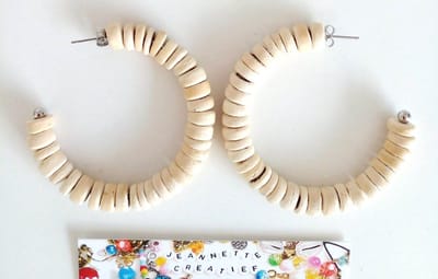 Jeannette-Creatief® - Beach - Kokos - Oorringen - Oorhangers - Oorbellen Dames - Heishi kralen - Heishi kokos kralen - Beige oorbellen - Kaki oorbellen - Statement oorbellen - Kokos oorbellen - Hoops - IBIZA - Boho