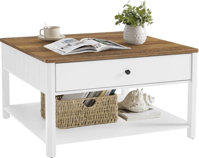 VASAGLE - Salontafel - Bijzettafel - Vierkante - Ruime Lades - Stevige Poten - Voor Woonkamer