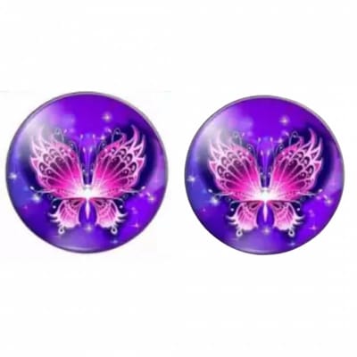 Clip Oorbellen- Vlinder- Blauw Roze- 2 cm