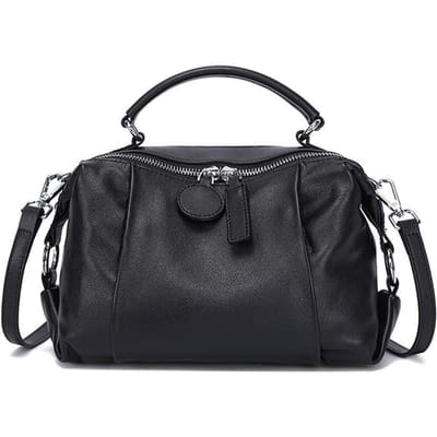 Niche Handtas  Nieuwe Toplaag Koeienhuid Schoudertas  Veelzijdige Retro Commuter Crossbody Tas black