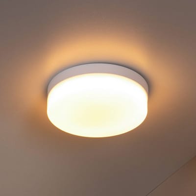 Lucide BISKIT - Plafonnière (Plafondlamp) Badkamer - Ø 23 cm - LED - 1x12W 2700K - IP44 - Bewegingssensor - Wit