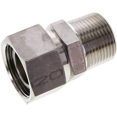 28L & 1'' NPT RVS Rechte Draaidoorvoer Buitendraad 160bar FKM O-ring en Afdichtconus Verstelbaar ISO 8434-1