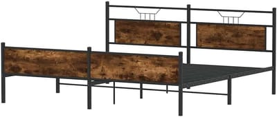 vidaXL Bed frame without mattress metal smoked oak 183x213cm, double bed, bed cover, guest bed, bed, crib, bed frame