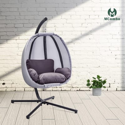 Core® Hangstoel Cocoon - Egg Hangstoel – Hang Stoel Met Standaard – Grijs - 105cm x 96cm x 175cm