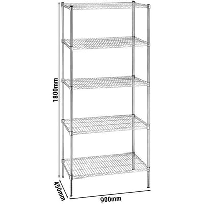 GGM Gastro Stahlregal - 900x450mm - 5 Ablagen - Chrom