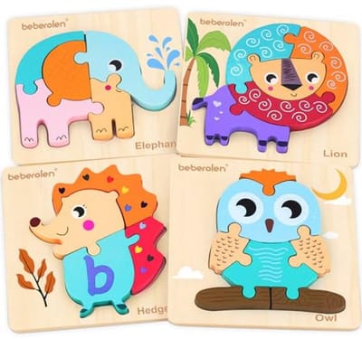 Beberolen Houten Puzzels voor 1 2 3 Jarige Meisjes en Jongens, Dierenpuzzels Montessori Speelgoed, 1e Verjaardagscadeaus voor Baby Peuters, Educatief Leren Voorschools Speelgoed