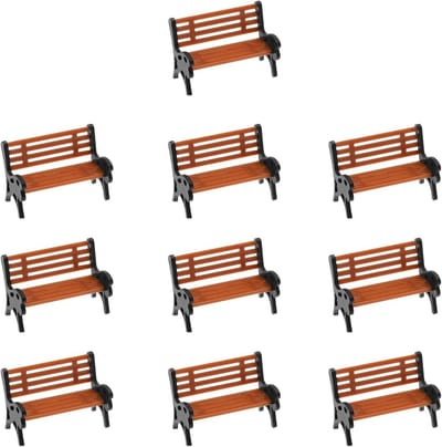 10 Stuks Miniatuur Tuinbankjes voor Landschapsmodelbouw - 1:150 Schaal, Perfect voor Spoorweg Decoraties en Miniatuurtuinen, Afmetingen 1x0.5x0.8cm
