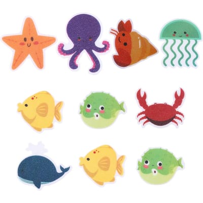 20 Stuks Douche Veiligheidstrips Cartoon Zee Dieren Stickers Glijdende Vloer Decal Badkamer Stickers Badkuip Plakkers Voor Huis Winkel blue