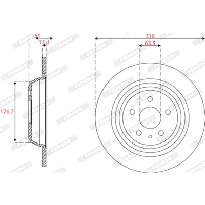 Remschijf FERODO DDF2788C achter, compleet, 2 stuk