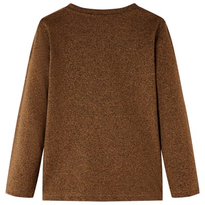 vidaXL - Kindershirt - met - lange - mouwen - 116 - gemêleerd - cognackleur