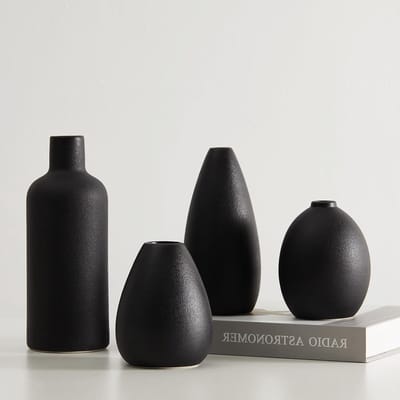 Set van 4 Unieke Witte Keramische Vazen voor Bloemen, Moderne Decoratieve Vazen voor Tafelcentra en Interieurdecoratie