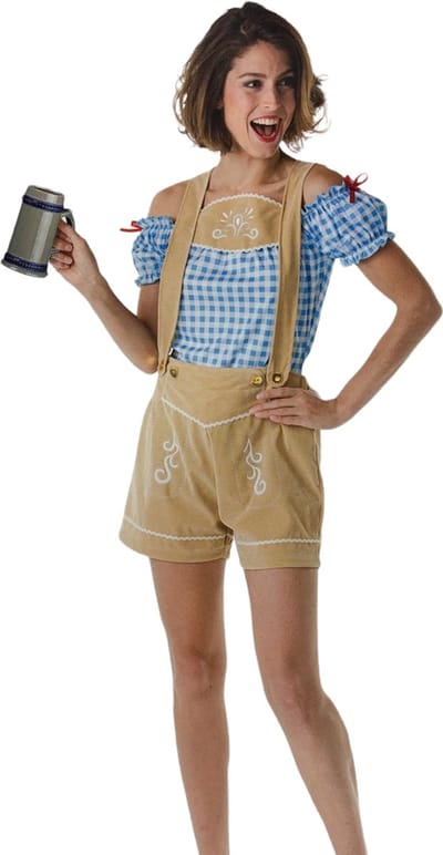 Lederhose Dames Beige - Maat S - Oktoberfest verkleedkleding