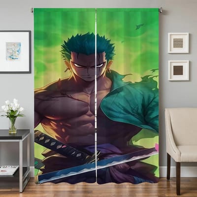 Interieur Gordijnen voor Woonkamer 2 Stuks Verduisterende Gordijnen Deurgordijn Roronoa Zoro Slaapkamerdecoratie Scheidingswand W50xH70cmx2pcs-CL