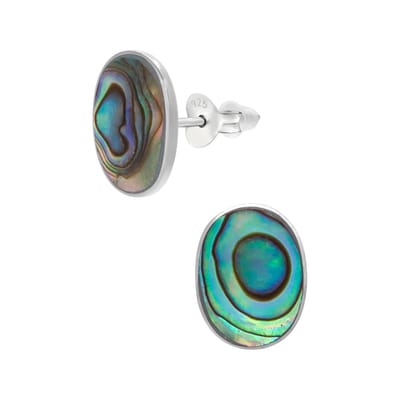 WeLoveSilver - zilveren oorstekers - abalone steen - 9.5 mm