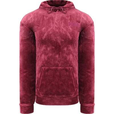 Puma Geborduurde Womens Wijnrode Velours Hoodie
