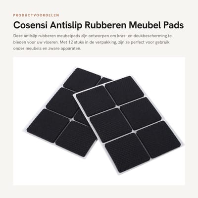 Dailygoods- Meubelpads 12 Stuks - Antislip Vloerbeschermers - Zelfklevend - Rubber - Bescherming Houten Vloer - Geschikt voor Meubels