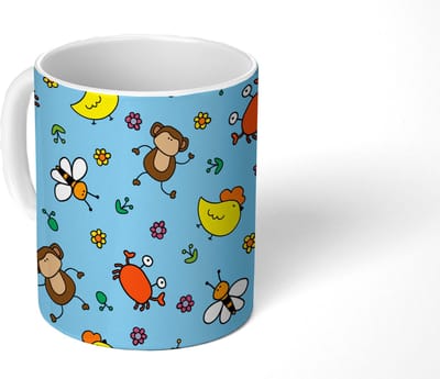 Mok - Koffiemok - Dieren - Bijen - Patronen - Mokken - 350 ML - Beker - Koffiemokken - Theemok